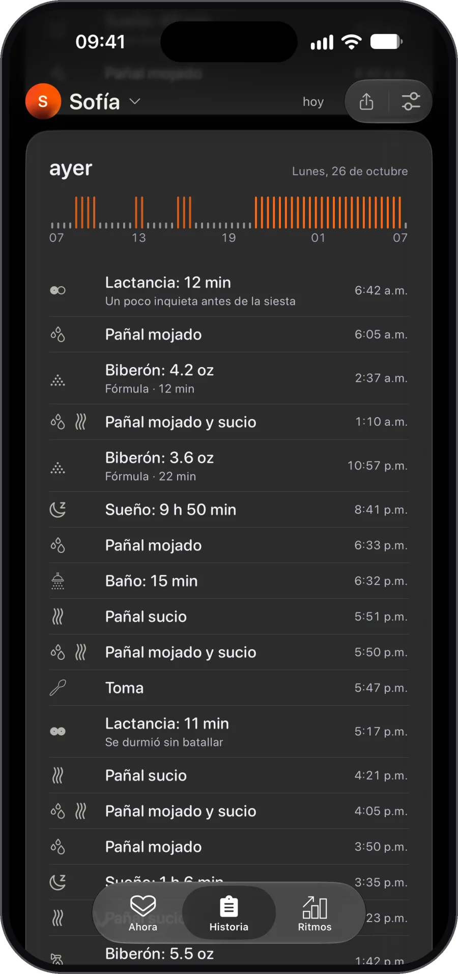 Un bebé*. Una línea de tiempo. Cada cuidador. * Puedes agregar y sincronizar hasta 5 bebés. De nada.